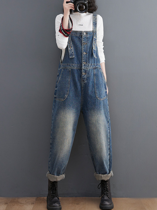 Loose Denim Overalls - Relaxed Fit Spring Style | Eva Trends