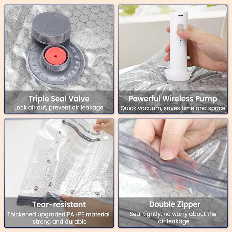 üéÅ Cordless Travel Vacuum Storage Compression Bag Set