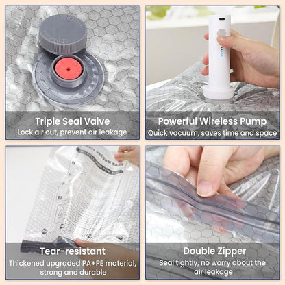 üéÅ Cordless Travel Vacuum Storage Compression Bag Set