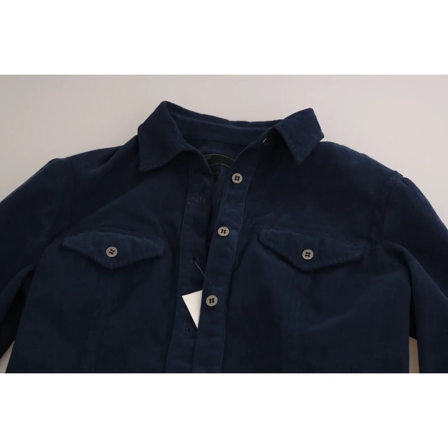 Acht Cotton Blue Corduroy Long Sleeves Shirt Top Blouse