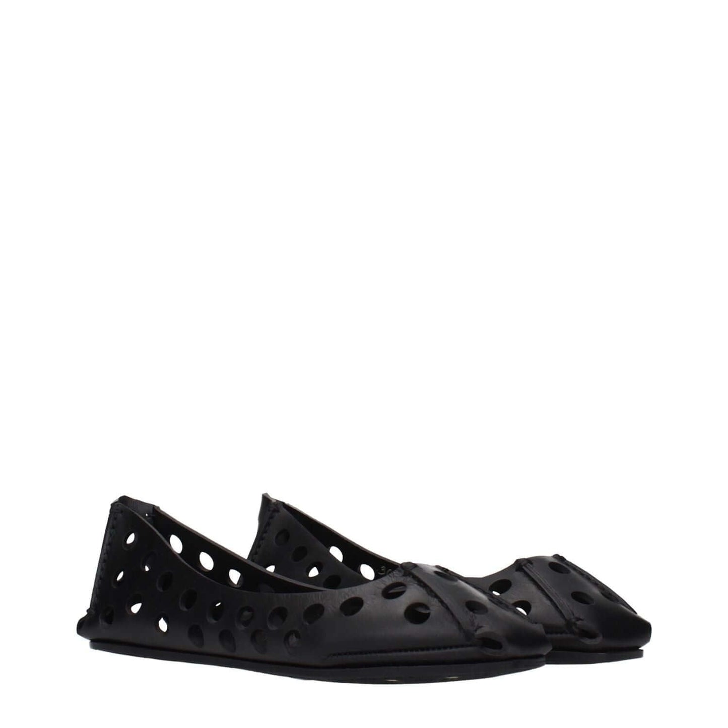 Alaïa Black Leather Ballet Flats