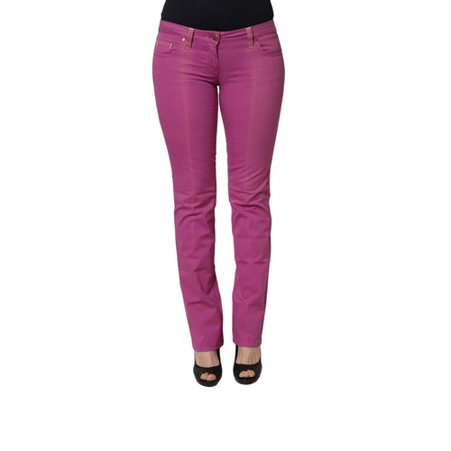 Alviero Martini Prima Classe Purple Cotton Slim Fit Denim Trouser Jeans
