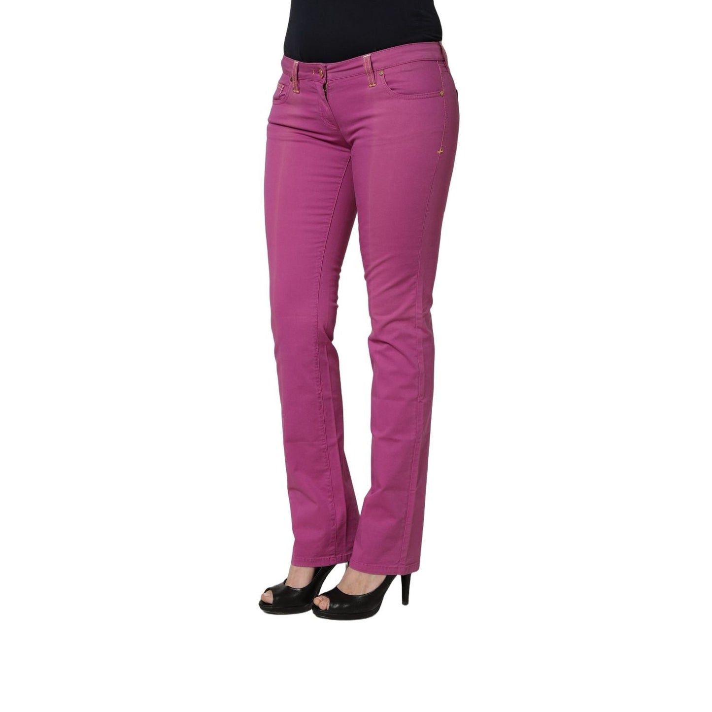 Alviero Martini Prima Classe Purple Cotton Slim Fit Denim Trouser Jeans