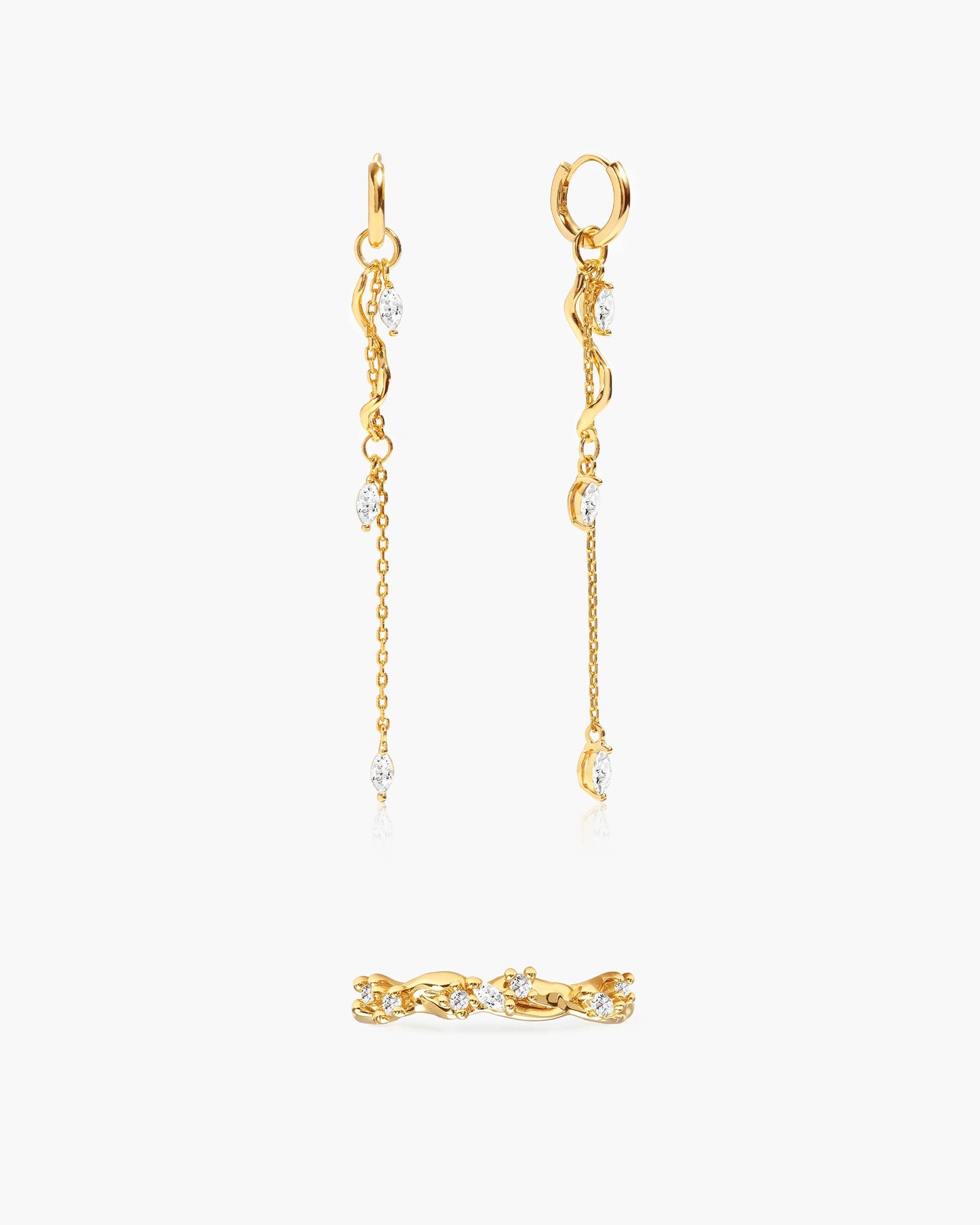 Aria Vine Drop Earrings & Moonlit Ivy Ring Set