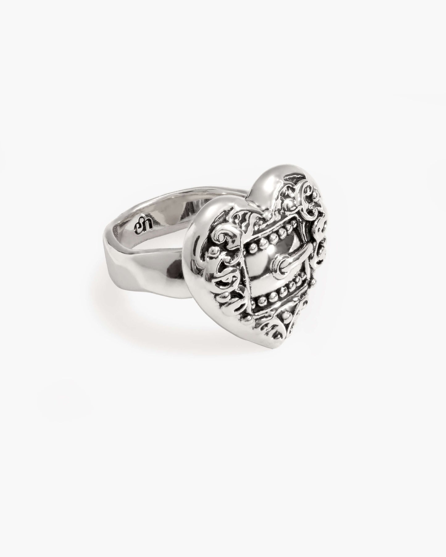 Belted Heart Ring in Silver