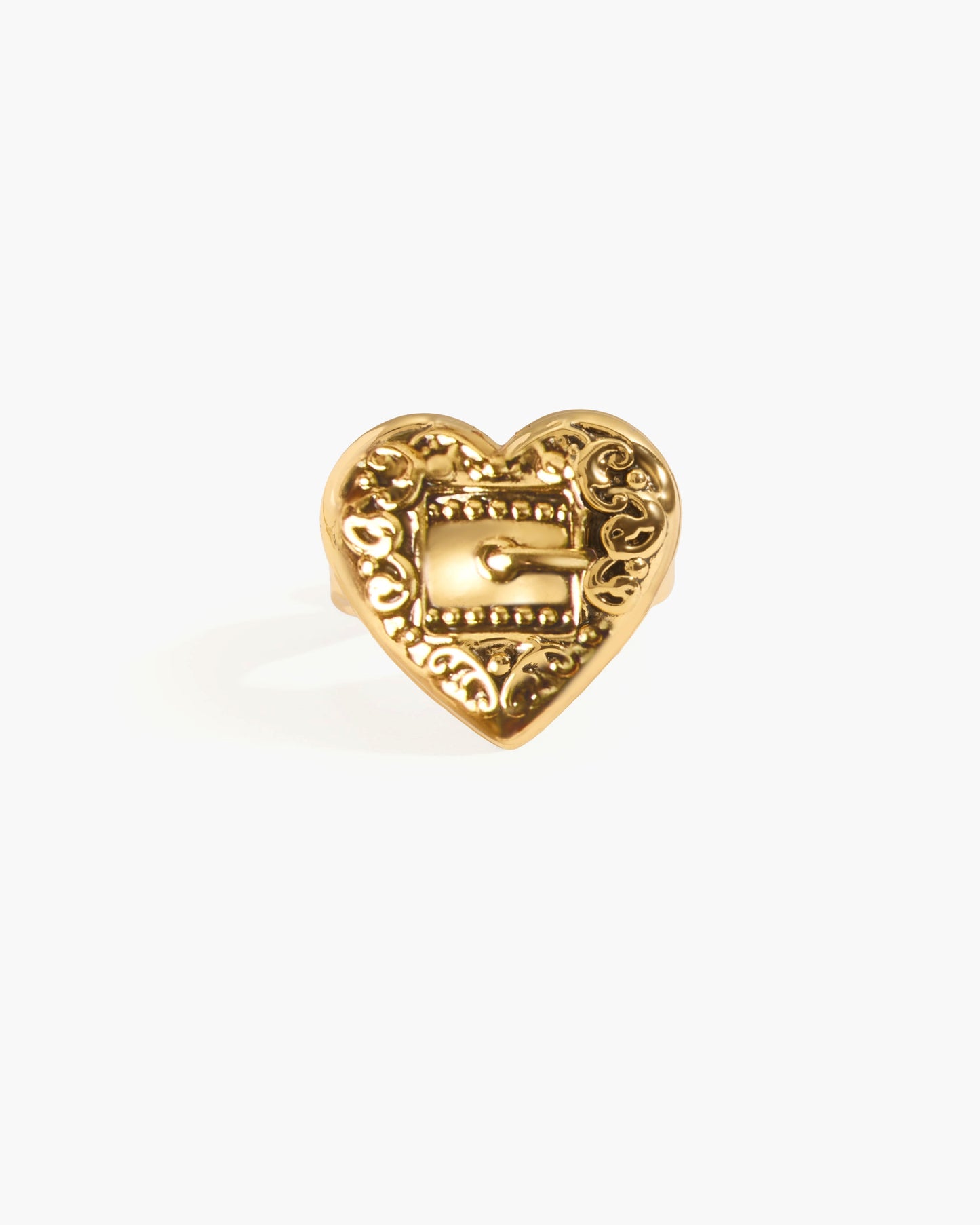 Belted Heart Ring in Silver