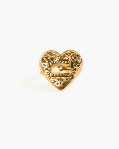 Belted Heart Ring in Silver