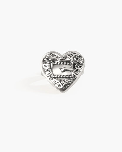 Belted Heart Ring in Silver
