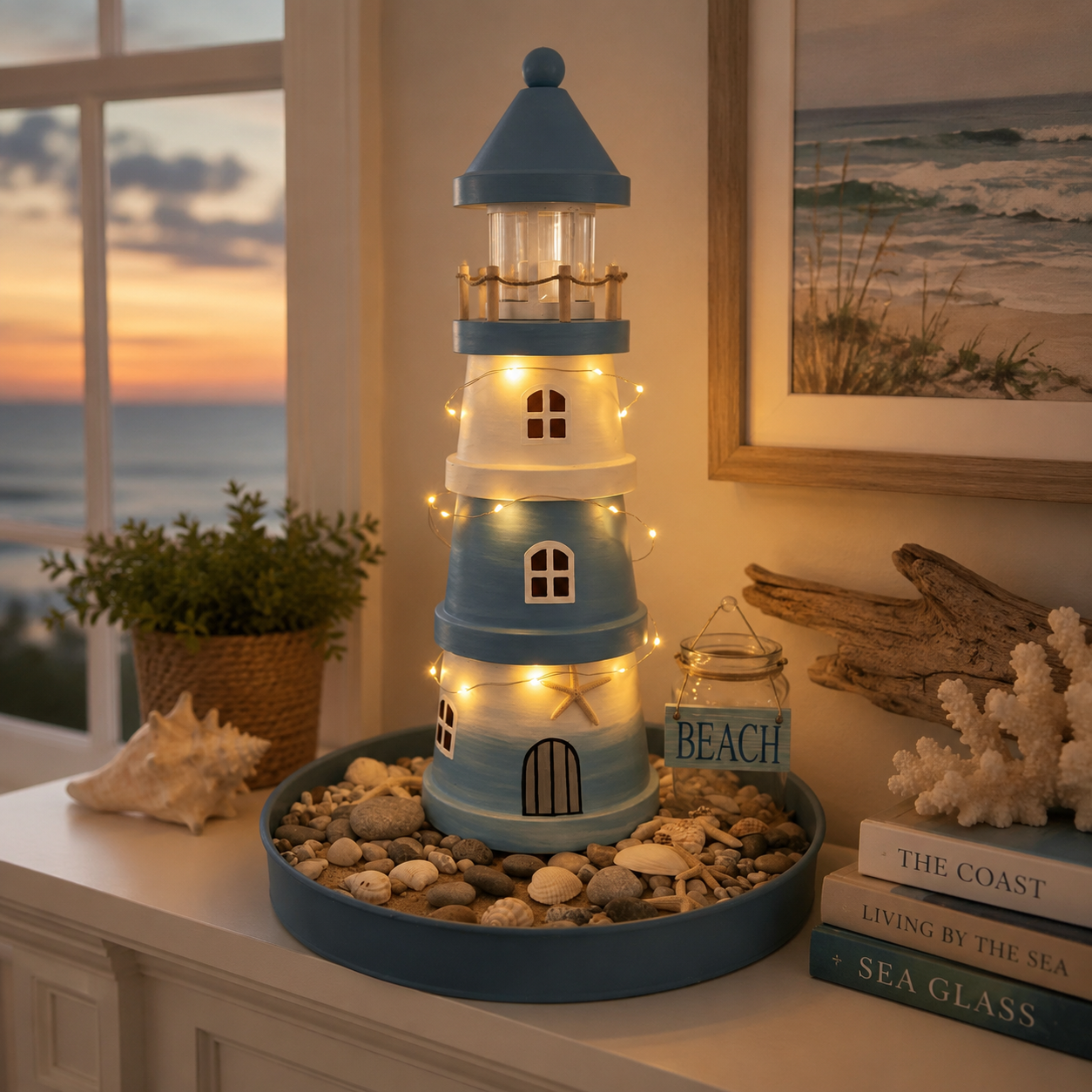 üåäLighted Coastal Lighthouse Tabletop Decor