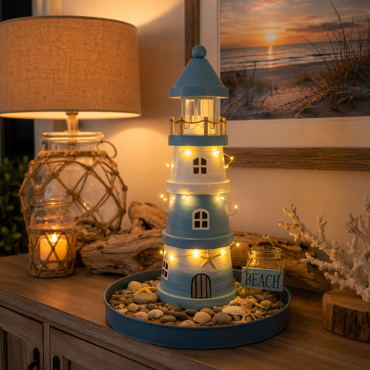üåäLighted Coastal Lighthouse Tabletop Decor