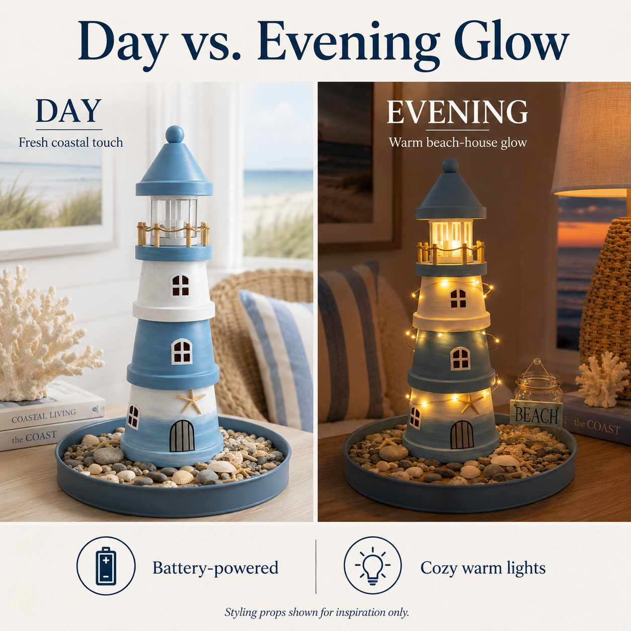üåäLighted Coastal Lighthouse Tabletop Decor