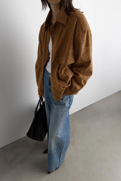 VEGAN SUEDE BOMBER JACKET