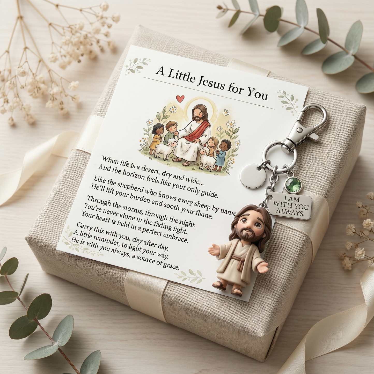 "A Little Jesus for You" - Comforting Pocket Reminder Keychain & Poem Card Gift Set üåüüôè