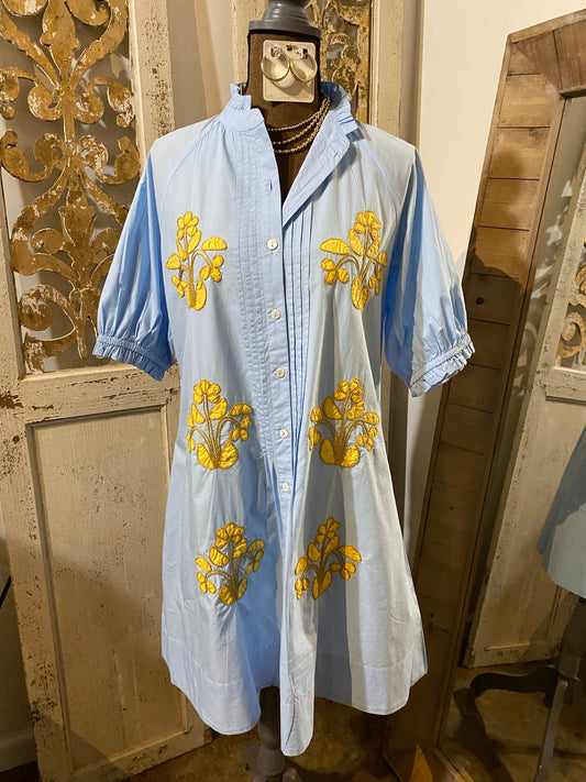 Blocked Embroidery Dress