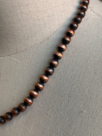 Copper bead necklace strand with round beads