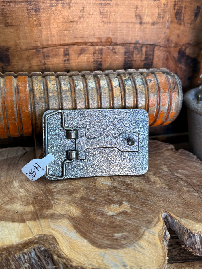 Silver belt buckle back plate with clasp and pin closure