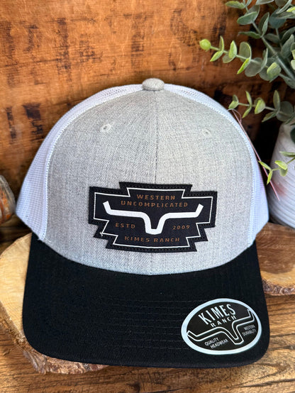 Grey heather cap with black brim and Western Uncomplicated front logo patch