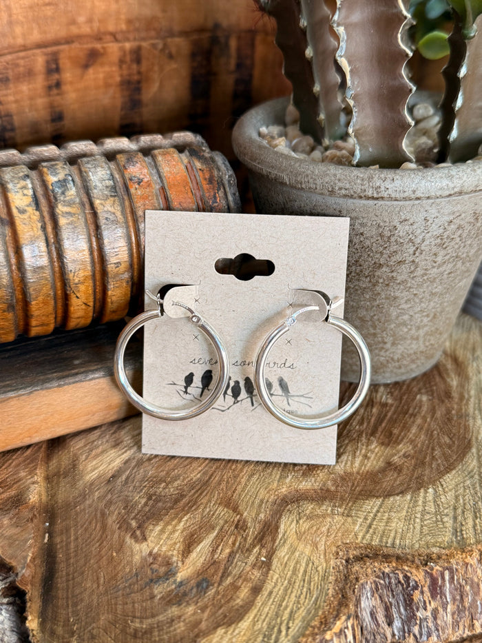 Silpada sterling silver large round hoop earrings on display card