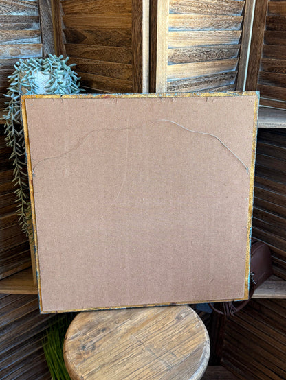 Back of square framed artwork board with plain brown backing