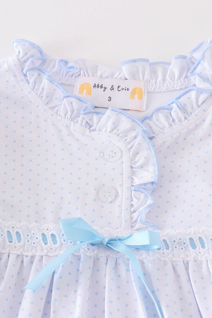 Blue dot ruffled night gown
