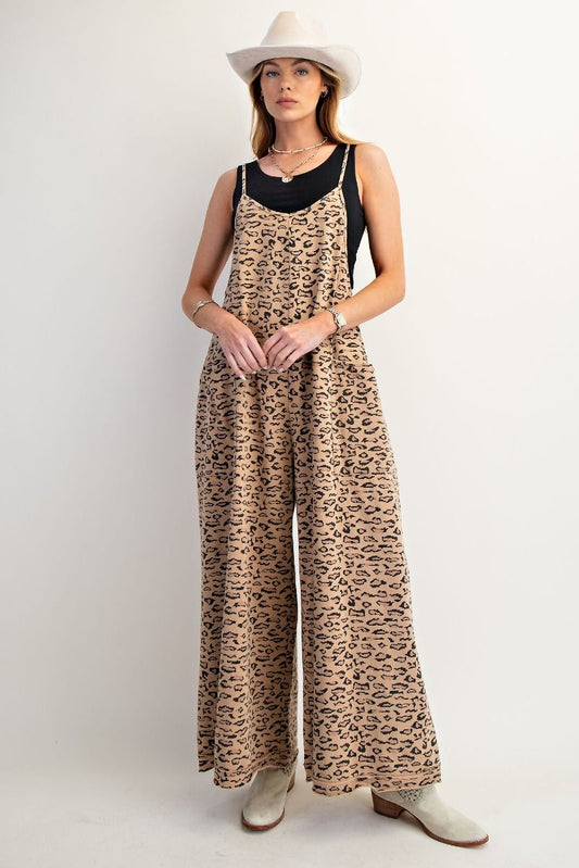 Animal Print terry knit overall