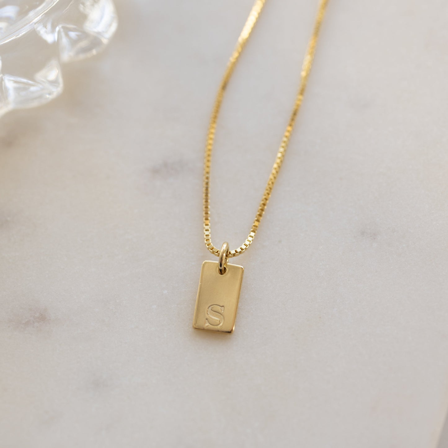 Custom Dainty Initial Tag Necklace