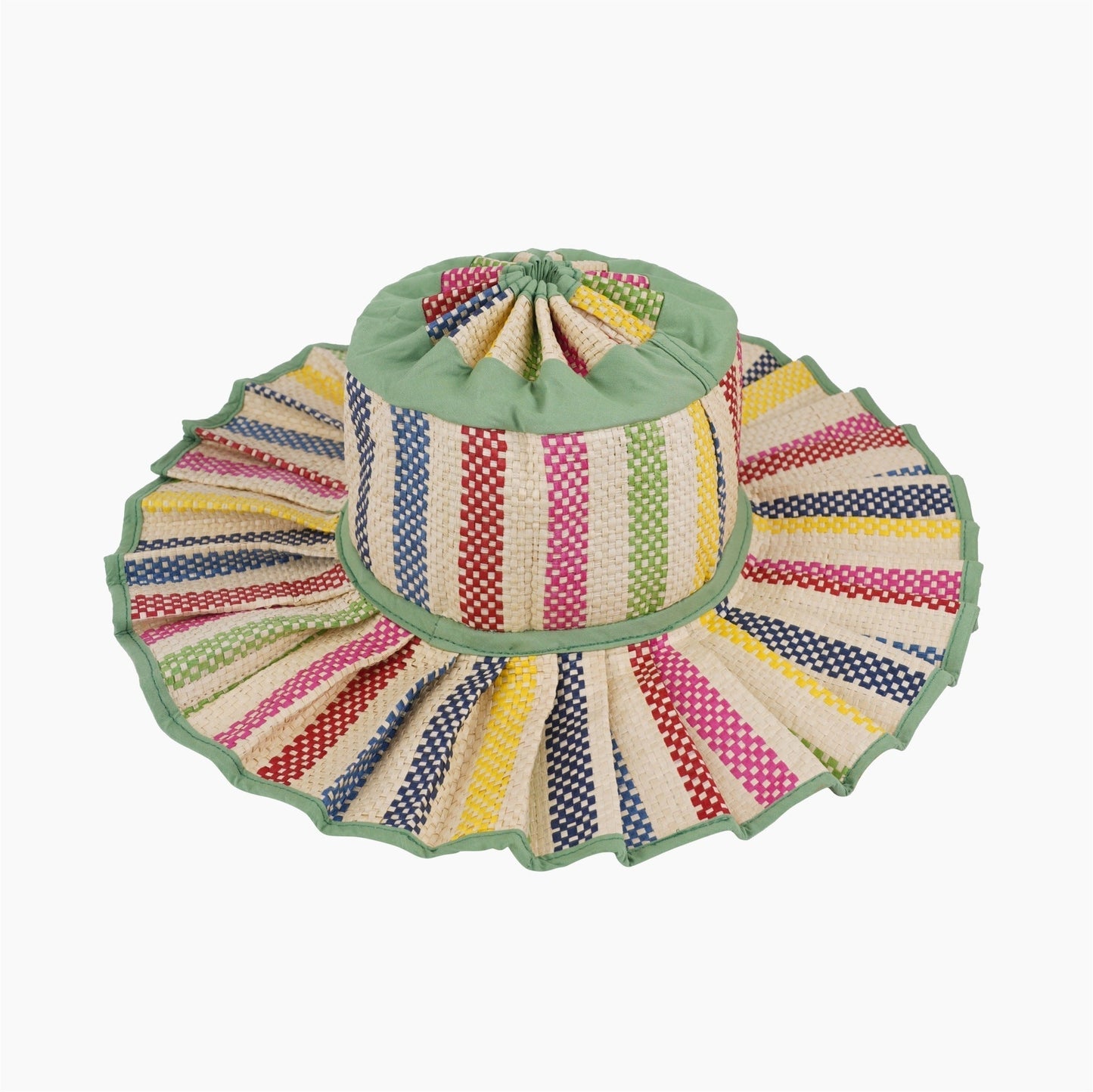 Handmade Foldable Straw Sun Hat for Women ‚Äì UPF 50+ Wide Brim Pleated Beach Hat with Ponytail Opening & Packable Roll-Up Design