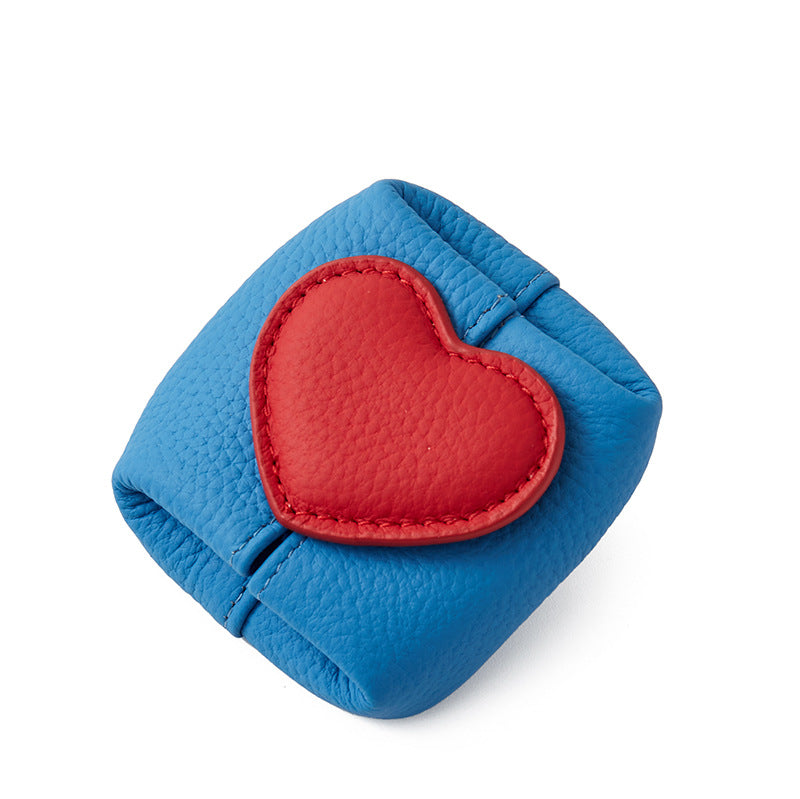 Top-Grain Leather Mini Wallet with a Hint of Heartüíù