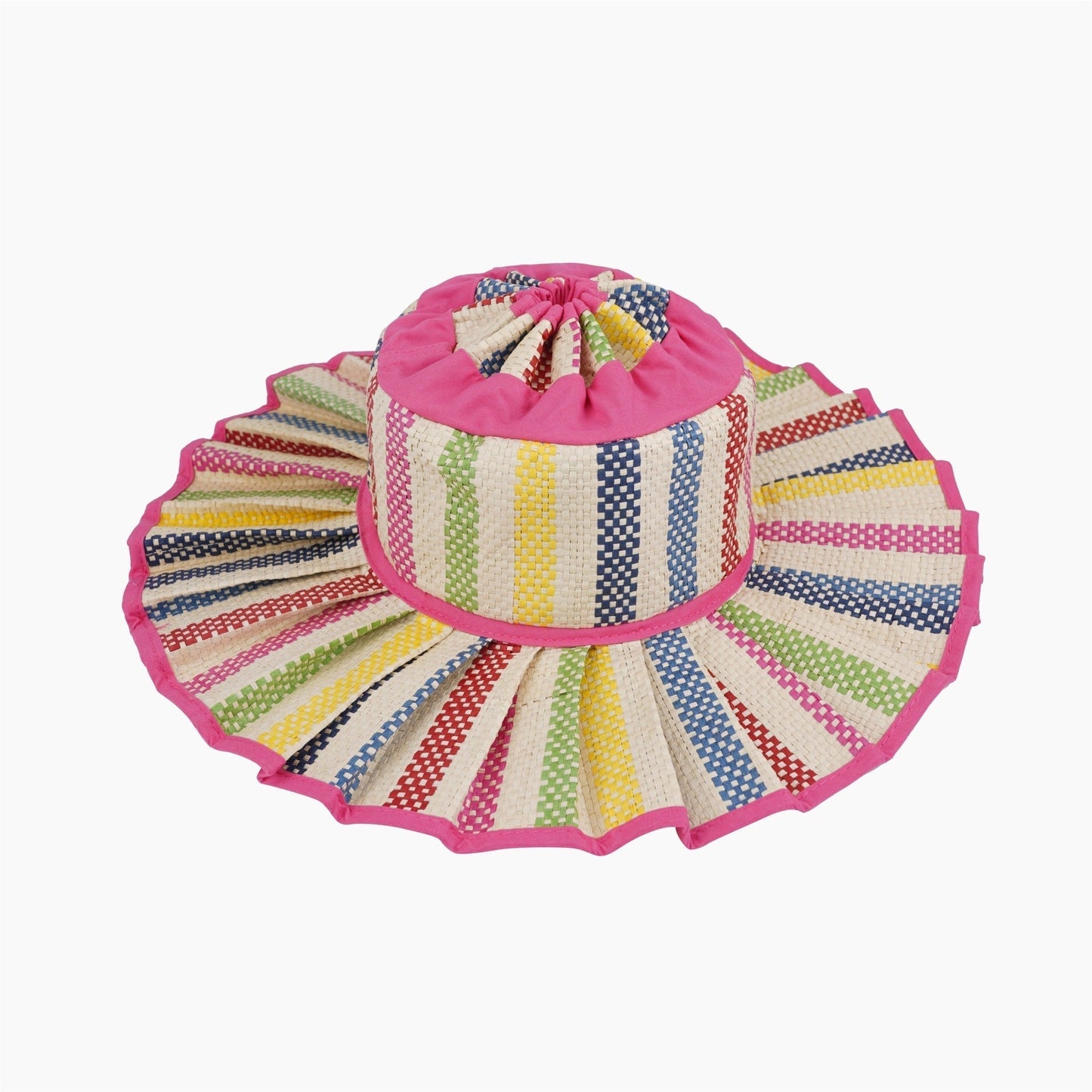 Handmade Foldable Straw Sun Hat for Women ‚Äì UPF 50+ Wide Brim Pleated Beach Hat with Ponytail Opening & Packable Roll-Up Design