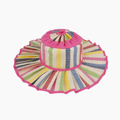 Handmade Foldable Straw Sun Hat for Women ‚Äì UPF 50+ Wide Brim Pleated Beach Hat with Ponytail Opening & Packable Roll-Up Design