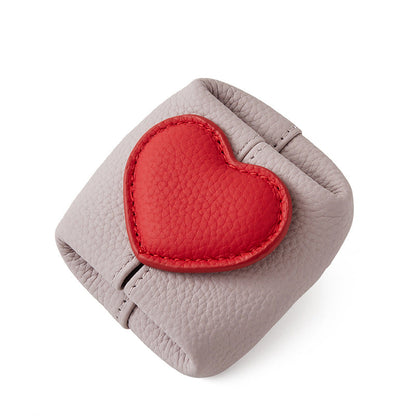 Top-Grain Leather Mini Wallet with a Hint of Heartüíù