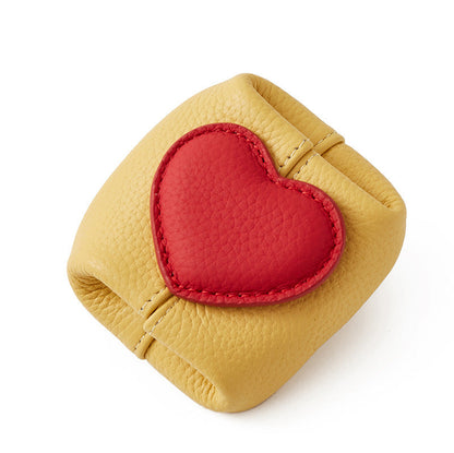 Top-Grain Leather Mini Wallet with a Hint of Heartüíù