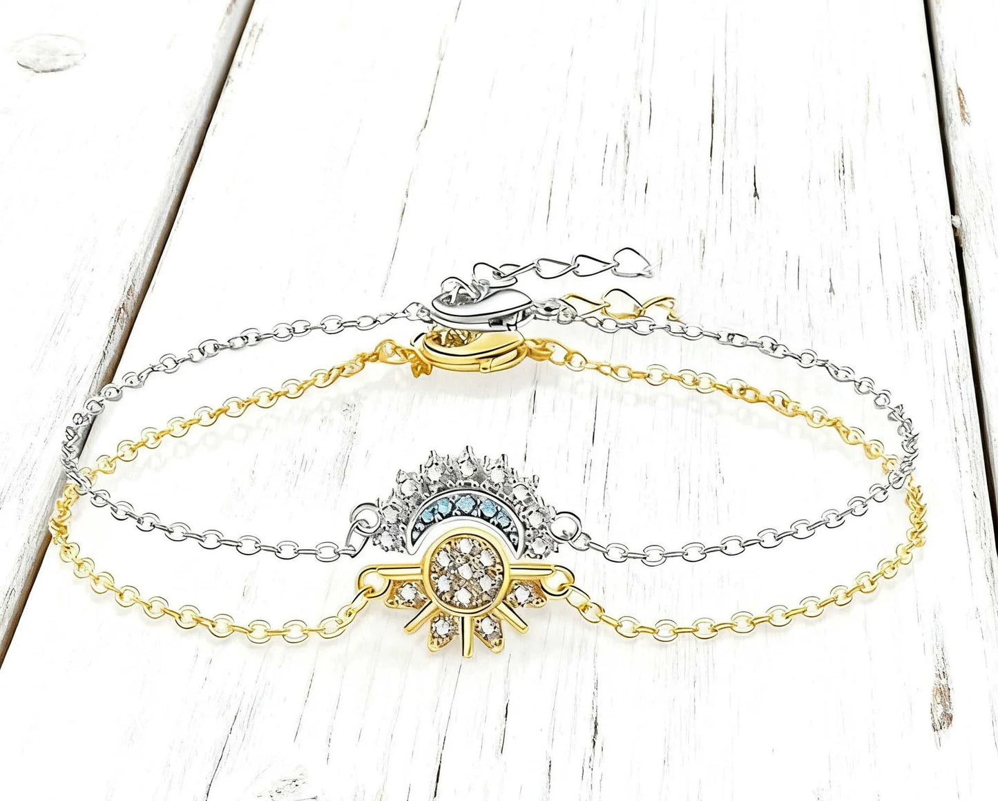 üì¢üì¢40% OFF !! ‚è∞Sun and Moon Pendant Necklace with Rhinestones