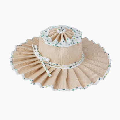 Handmade Foldable Straw Sun Hat for Women ‚Äì UPF 50+ Wide Brim Pleated Beach Hat with Ponytail Opening & Packable Roll-Up Design