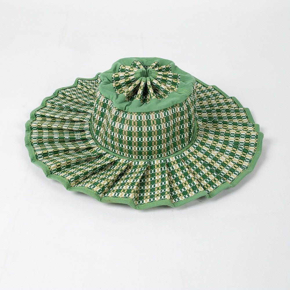 Handmade Foldable Straw Sun Hat for Women ‚Äì UPF 50+ Wide Brim Pleated Beach Hat with Ponytail Opening & Packable Roll-Up Design