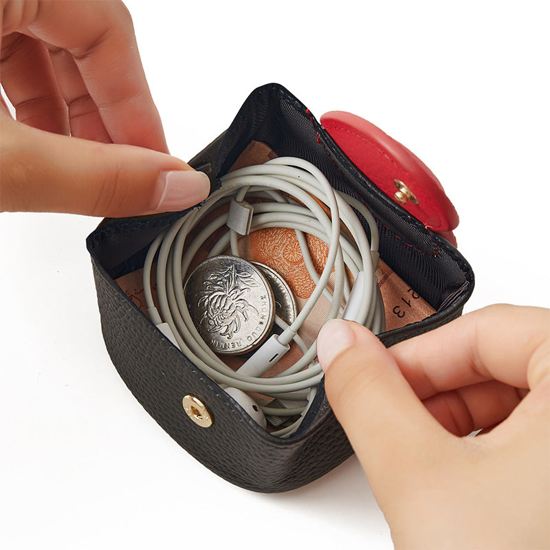 Top-Grain Leather Mini Wallet with a Hint of Heartüíù