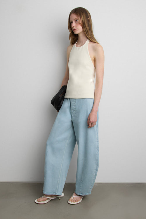 ELASTIC WAIST BARREL LEG PANT