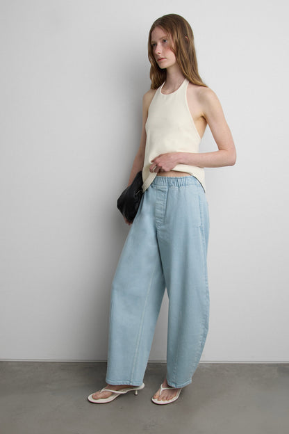 ELASTIC WAIST BARREL LEG PANT
