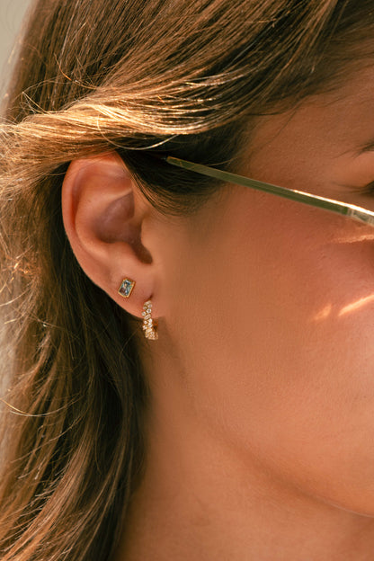 Aquamarine Baguette Studs