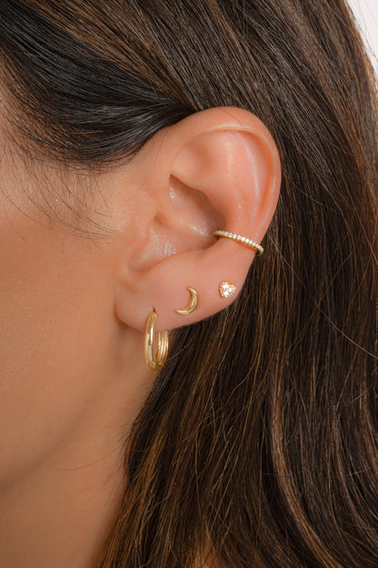Tiny Heart CZ Stud Earrings