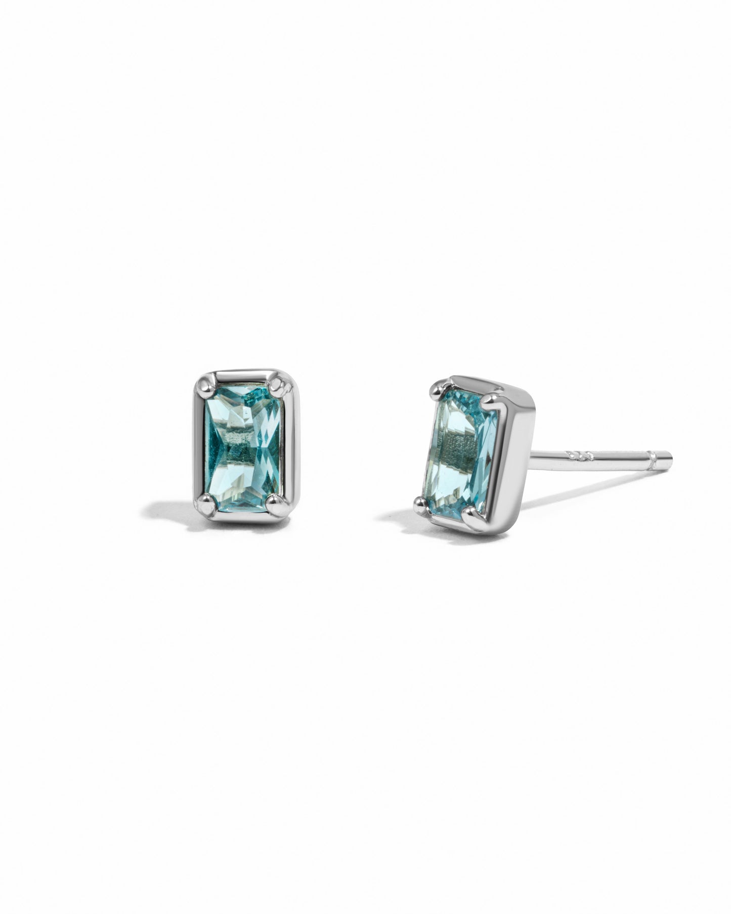 Aquamarine Baguette Studs