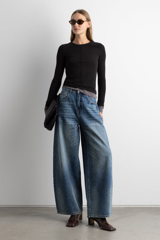 LAYERED EFFECT LONG SLEEVE TOP
