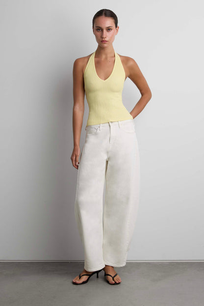 RIBBED KNIT HALTER TANK TOP