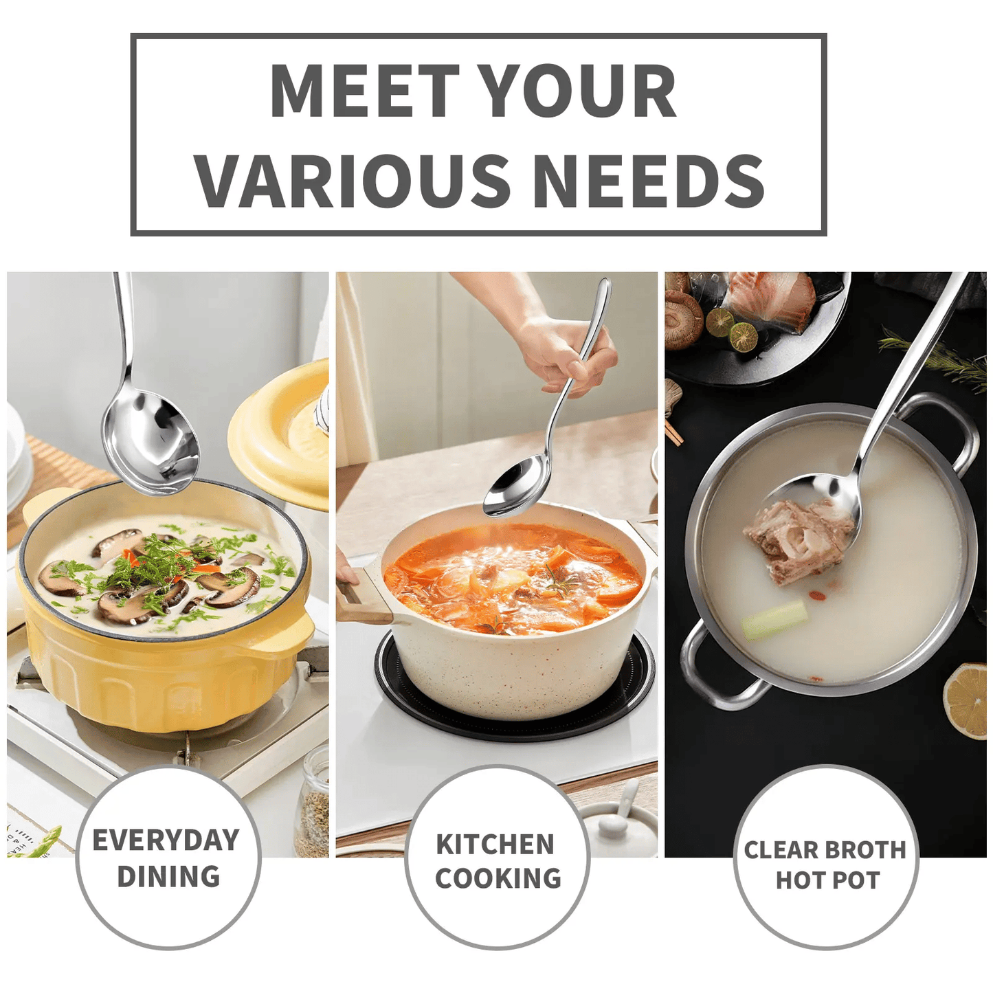 üç≤ 4/6 PCs Stainless Steel Soup Spoon Set