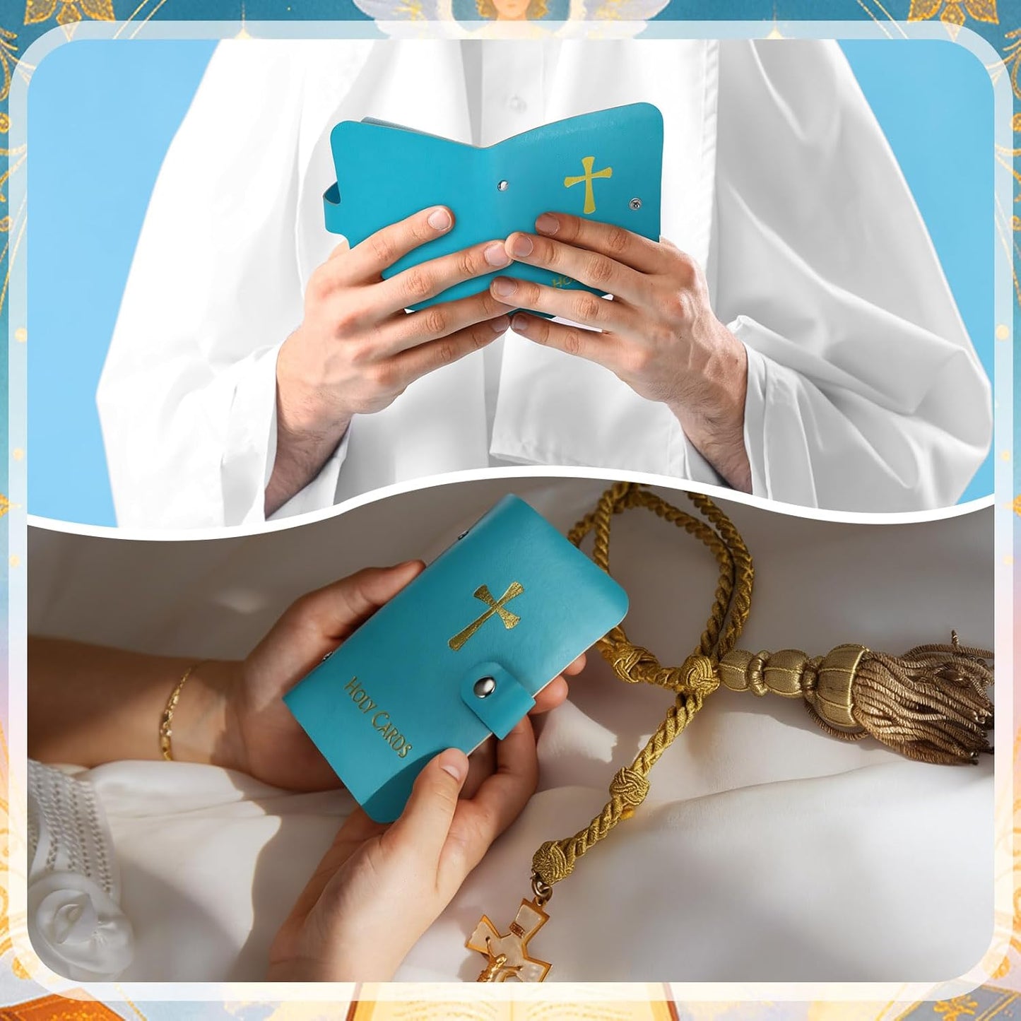 ‚úùÔ∏è Catholic Genuine Leather Holy Card Holder ‚Äì Pocket Prayer Card Organizer with Snap Closure