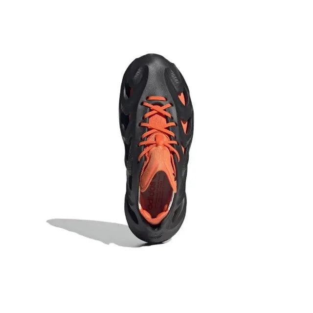 Adidas Adifom Q sneaker: black with orange laces, visible orange inner lining