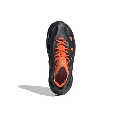 Adidas Adifom Q sneaker: black with orange laces, visible orange inner lining