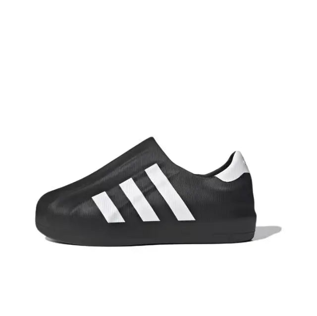 Adidas Adifom black slip-on sneaker with white three-stripe logo