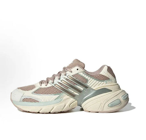 Adidas Adistar XLG lace-up running shoes, beige mesh with light blue accents