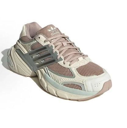 Adidas Adistar XLG lace-up running shoes, side view with silver stripes and blue details
